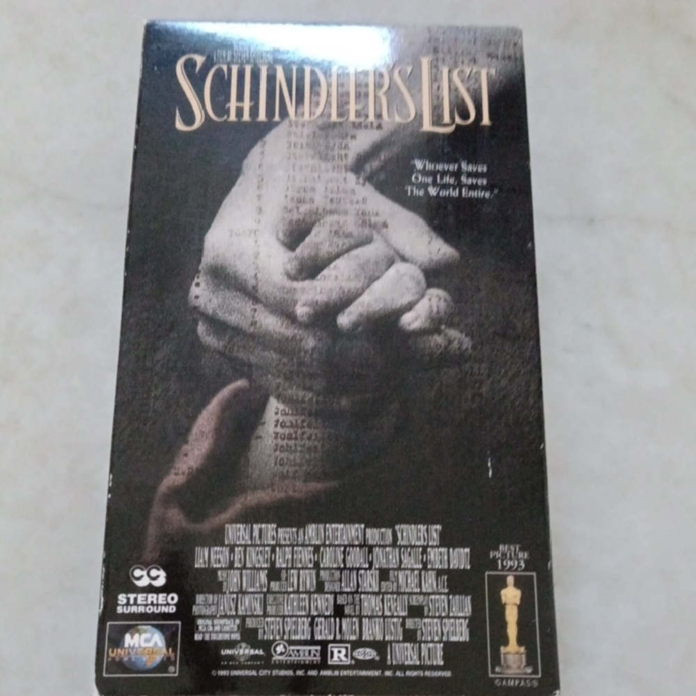 Schindler's List VHS Tape